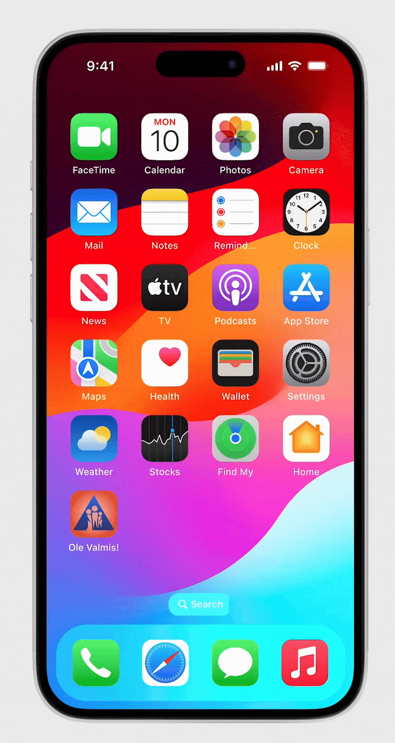 An animated prototype of the Ole Valmis design by Greg.